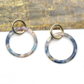 Custom multi color acrylic acetate round shape minimalist jewelry earrings